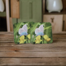 Load image into Gallery viewer, Beautiful Blue Butterfly Glossy Wooden Coaster Set
