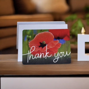 Striking Poppy Blank Thank you Notecards