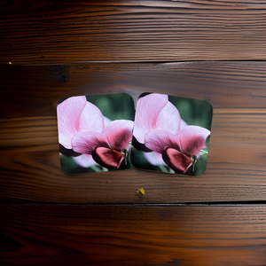 Stunning Sweet Pea Glossy Wooden Coaster Set