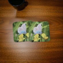 Load image into Gallery viewer, Beautiful Blue Butterfly Glossy Wooden Coaster Set
