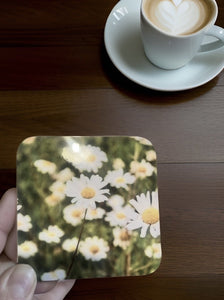 Delightful Daisy Glossy Wooden Coaster Set