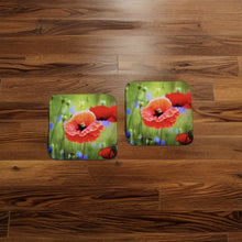 Load image into Gallery viewer, Striking Poppy Glossy Wooden Coaster Set
