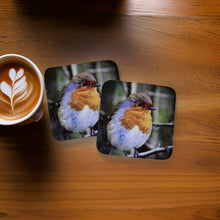 Load image into Gallery viewer, Chirpy Robin Glossy Wooden Coaster Set
