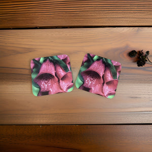 Stunning and Vibrant Glossy Foxglove Wooden Coaster Set