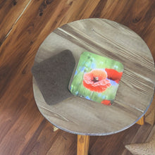 Load image into Gallery viewer, Striking Poppy Glossy Wooden Coaster Set
