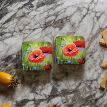 Load image into Gallery viewer, Striking Poppy Glossy Wooden Coaster Set
