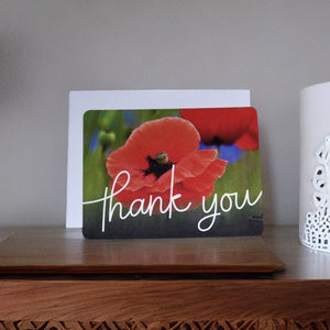 Striking Poppy Blank Thank you Notecards