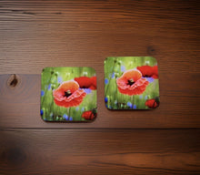 Load image into Gallery viewer, Red Poppy Glossy Single Coaster
