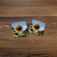 Load image into Gallery viewer, Sunny Sunflower Glossy Wooden Coaster Set
