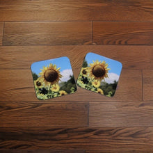 Load image into Gallery viewer, Sunny Sunflower Glossy Wooden Coaster Set
