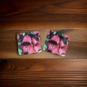 Stunning and Vibrant Glossy Foxglove Wooden Coaster Set