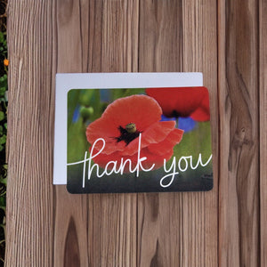 Striking Poppy Blank Thank you Notecards