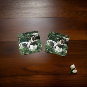 Cute Grey Squirrel Wooden Coaster Set