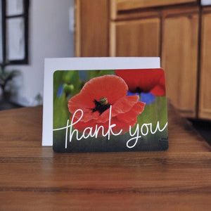 Striking Poppy Blank Thank you Notecards