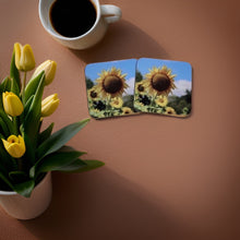 Load image into Gallery viewer, Sunny Sunflower Glossy Wooden Coaster Set
