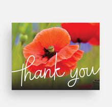 Load image into Gallery viewer, Striking Poppy Blank Thank you Notecards
