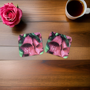 Stunning and Vibrant Glossy Foxglove Wooden Coaster Set