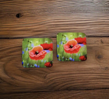 Load image into Gallery viewer, Striking Poppy Glossy Wooden Coaster Set
