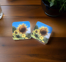 Load image into Gallery viewer, Sunny Sunflower Glossy Wooden Coaster Set
